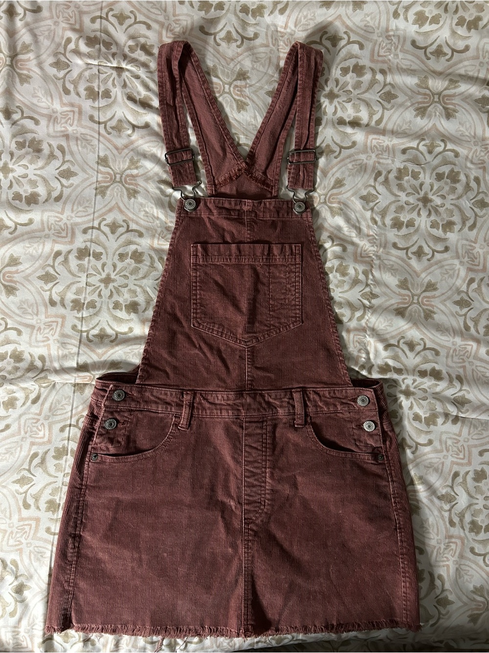 Burgundy AMERICAN EAGLE Corduroy Overall Skirt